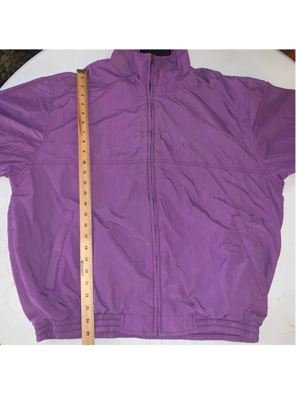 Vintage Great Athletic Sports Jacket size large Purple Full Zip - Picture 7 of 10